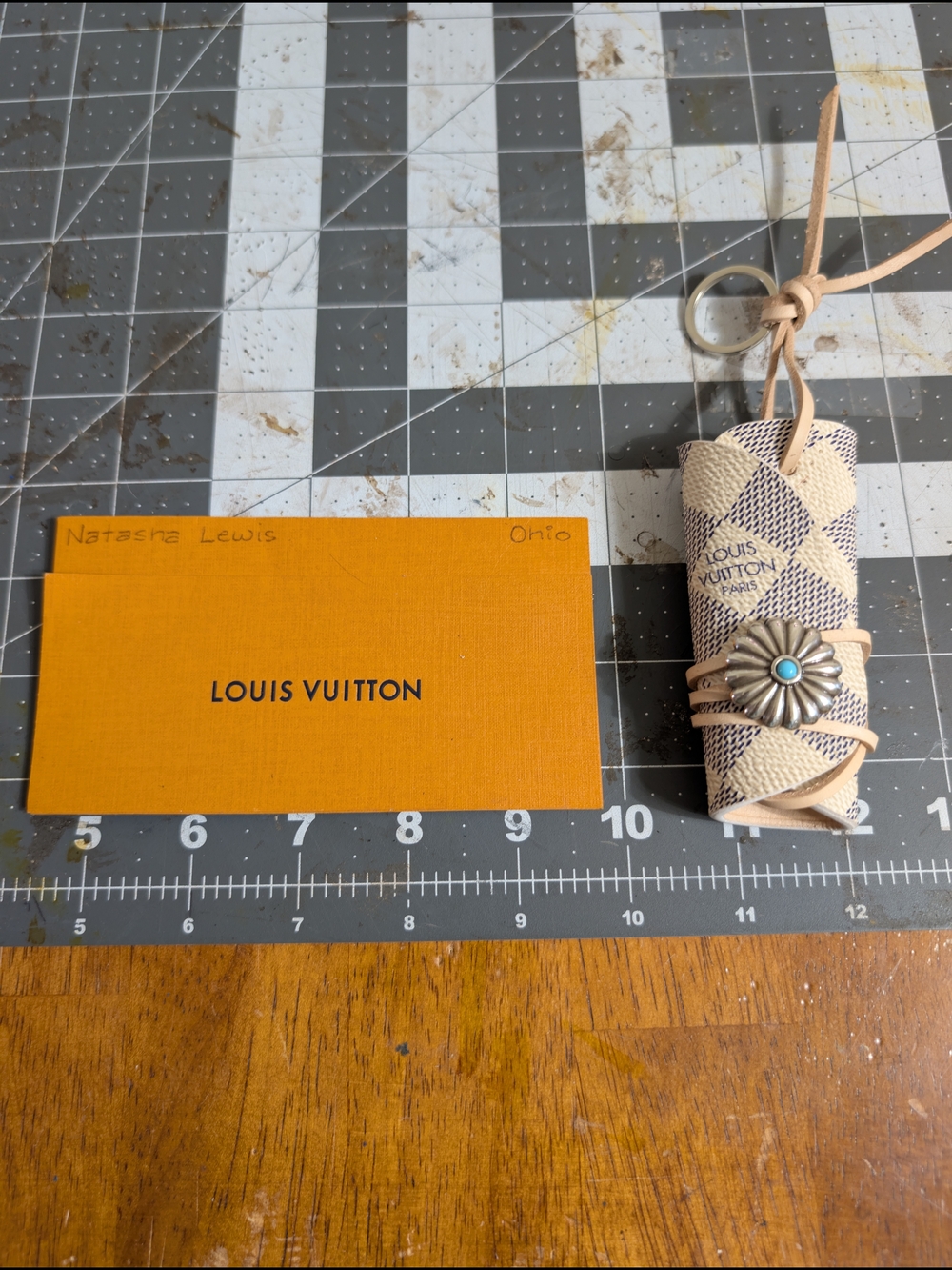 Upcycled Leather Key Holder Made W Authentic Louis Vuitton Canvas.